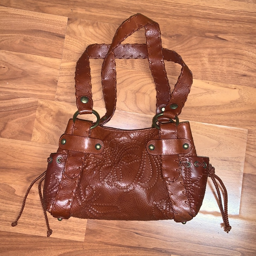 Kooba Leather Handbag with Top Stitched Handles